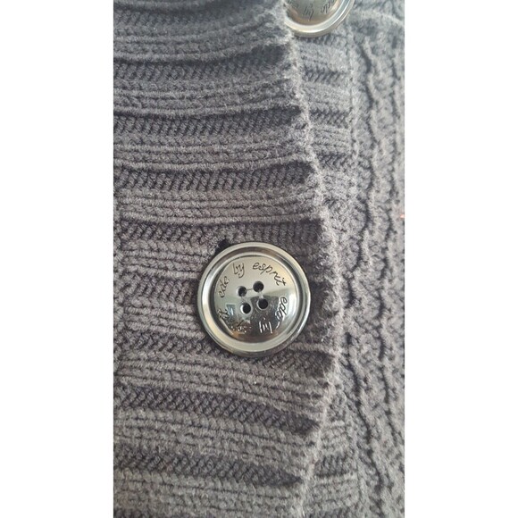 EDC by Esprit crop Cardigan Black Bulky Cotton Cabled, Hooded, size Medium - Picture 7 of 12